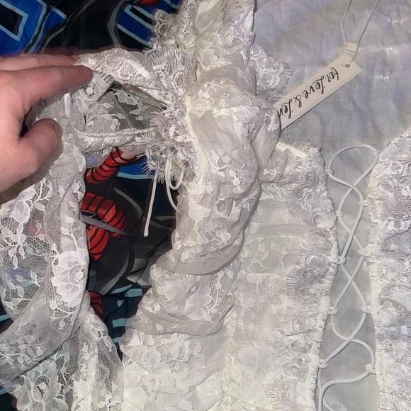 For Love And Lemons White Lace-Up Blouse - Picture 9 of 13